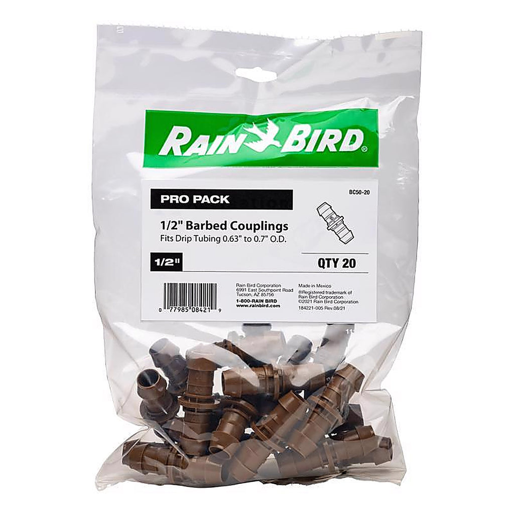 Rain Bird - BC50-20 - 1/2 In. Barbed Drip Irrigation Coupler 1 Pack