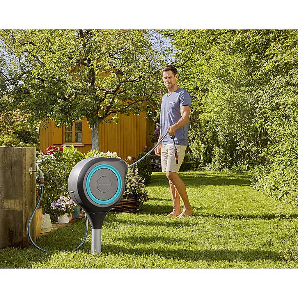 Gardena - 18614-80.000.00 - 66 Ft. Gray Retractable in Ground Hose Reel with Hose