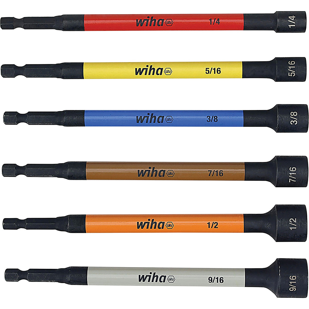 Wiha - 70486 - 6 Piece Color Coded Magnetic Nut Setter SAE Set