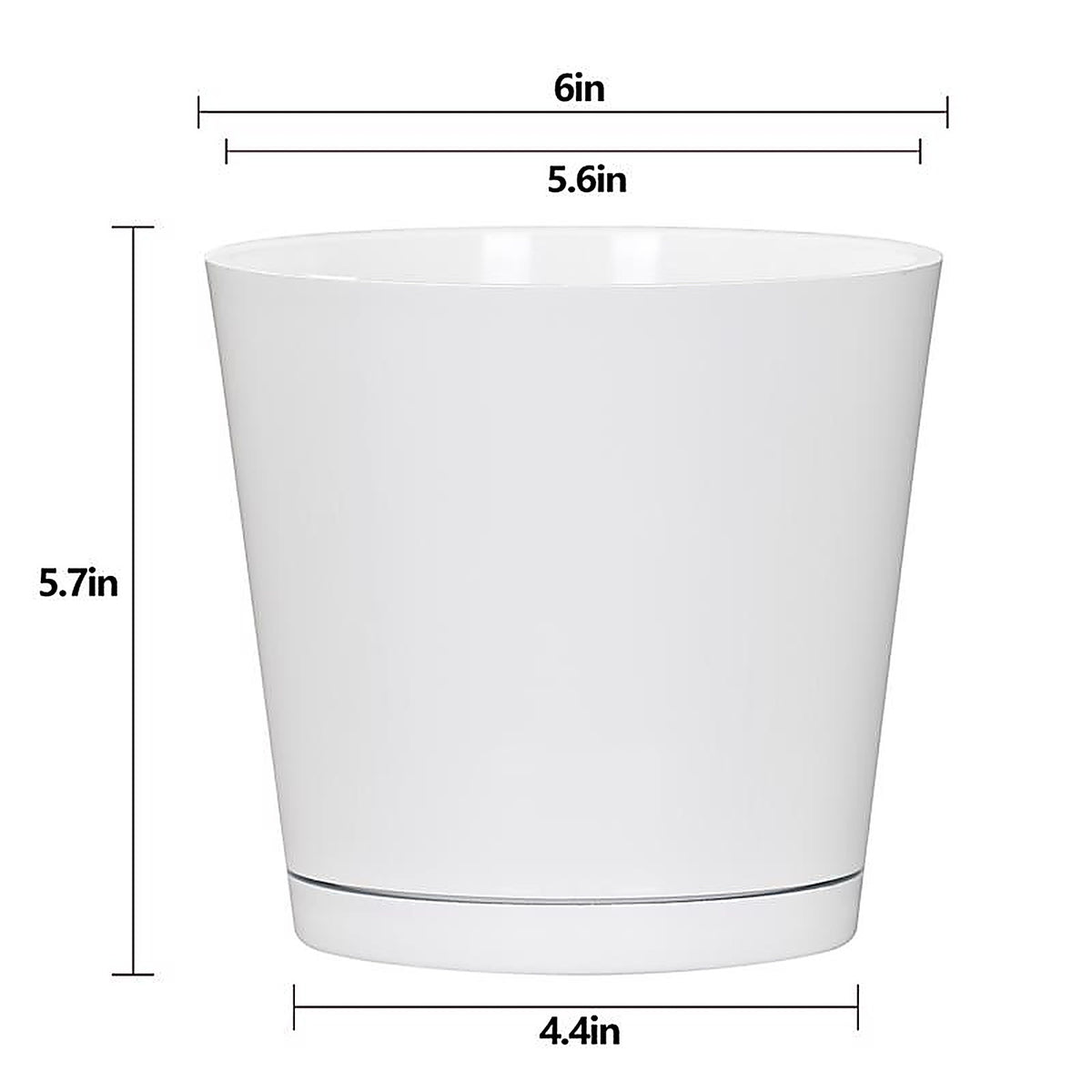 L&G Solutions - PVH9106PWK - 5.7 In. H X 6 In. W X 6 In. D X 6 In. D Resin Planter White