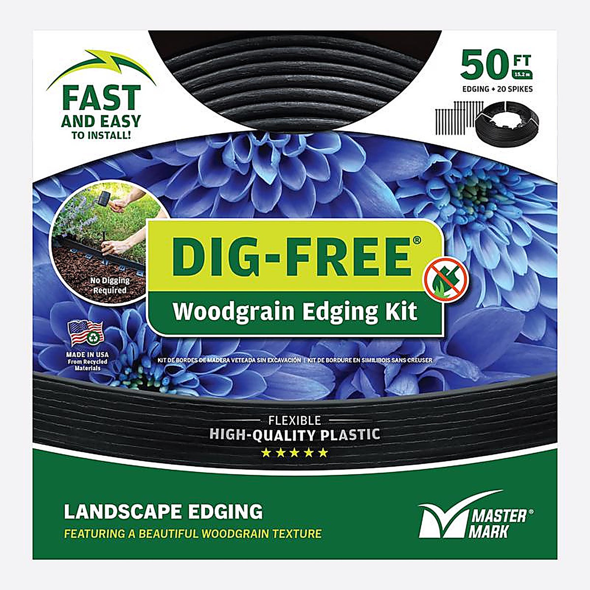 Master Mark - 41250 - 50 Ft. L X 1.5 In. H Plastic Black Landscape Edging Kit