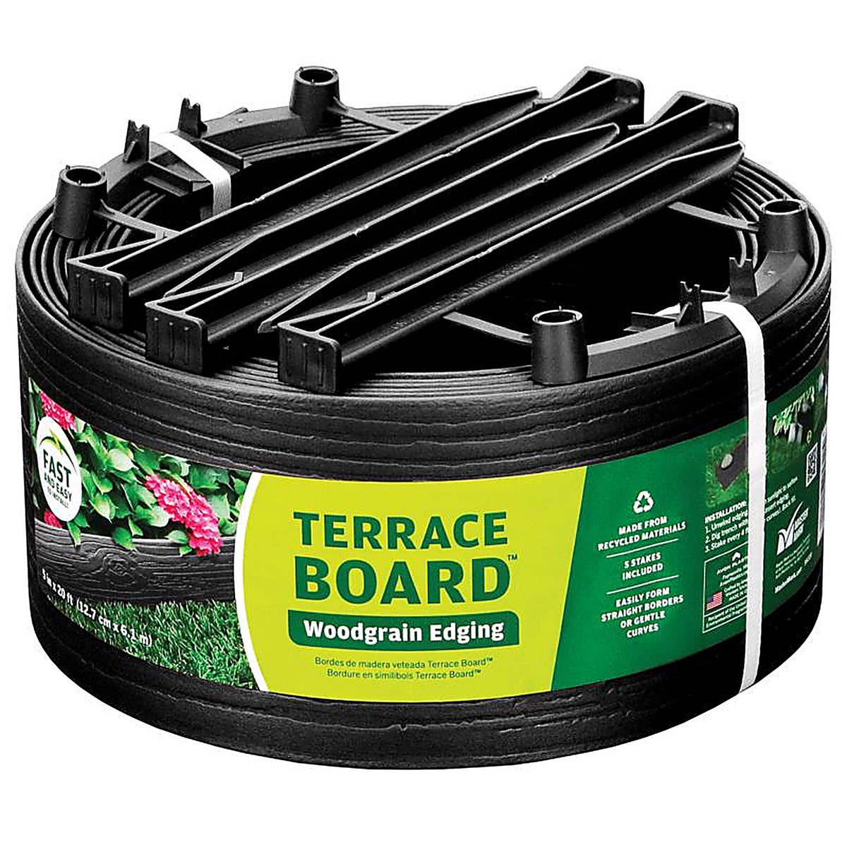 Master Mark - 95420 - 20 Ft. L X 5 In. H Plastic Black Landscape Edging Kit