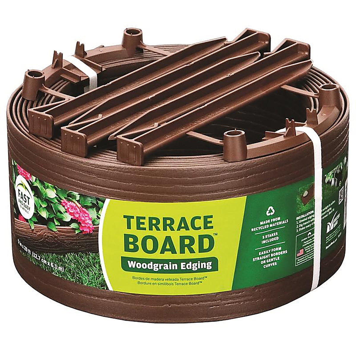 Master Mark - 95320 - 20 Ft. L X 5 In. H Plastic Brown Landscape Edging Kit