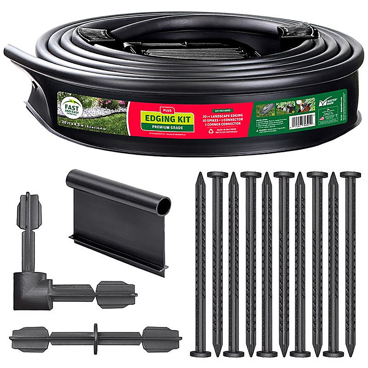 Master Mark - 35320 - 20 Ft. L X 4.5 In. H Plastic Black Landscape Edging Kit