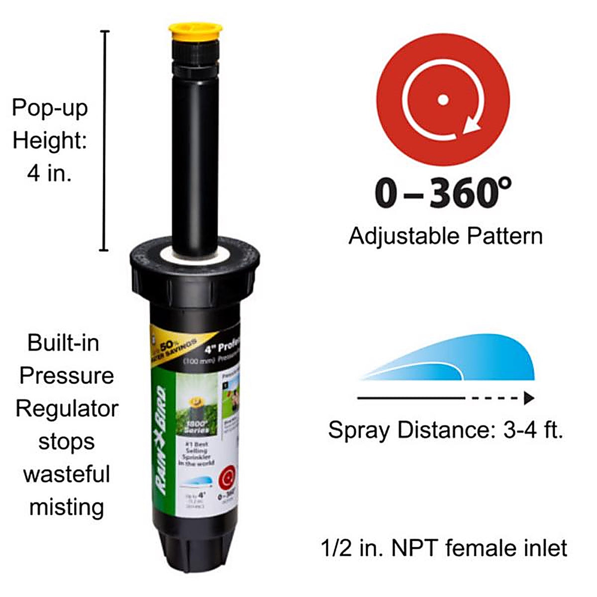 Rain Bird - 1804AP4SAMPRS - 4 In. H Adjustable Pop-Up Spray Head