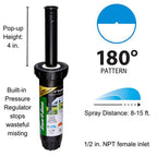 Rain Bird - 1804HDSPSAM25 - 4 In. H Half-Circle Pop-Up Spray Head