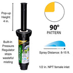 Rain Bird - 1804QDSP25SAM - 4 In. H Quarter-Circle Pop-Up Spray Head