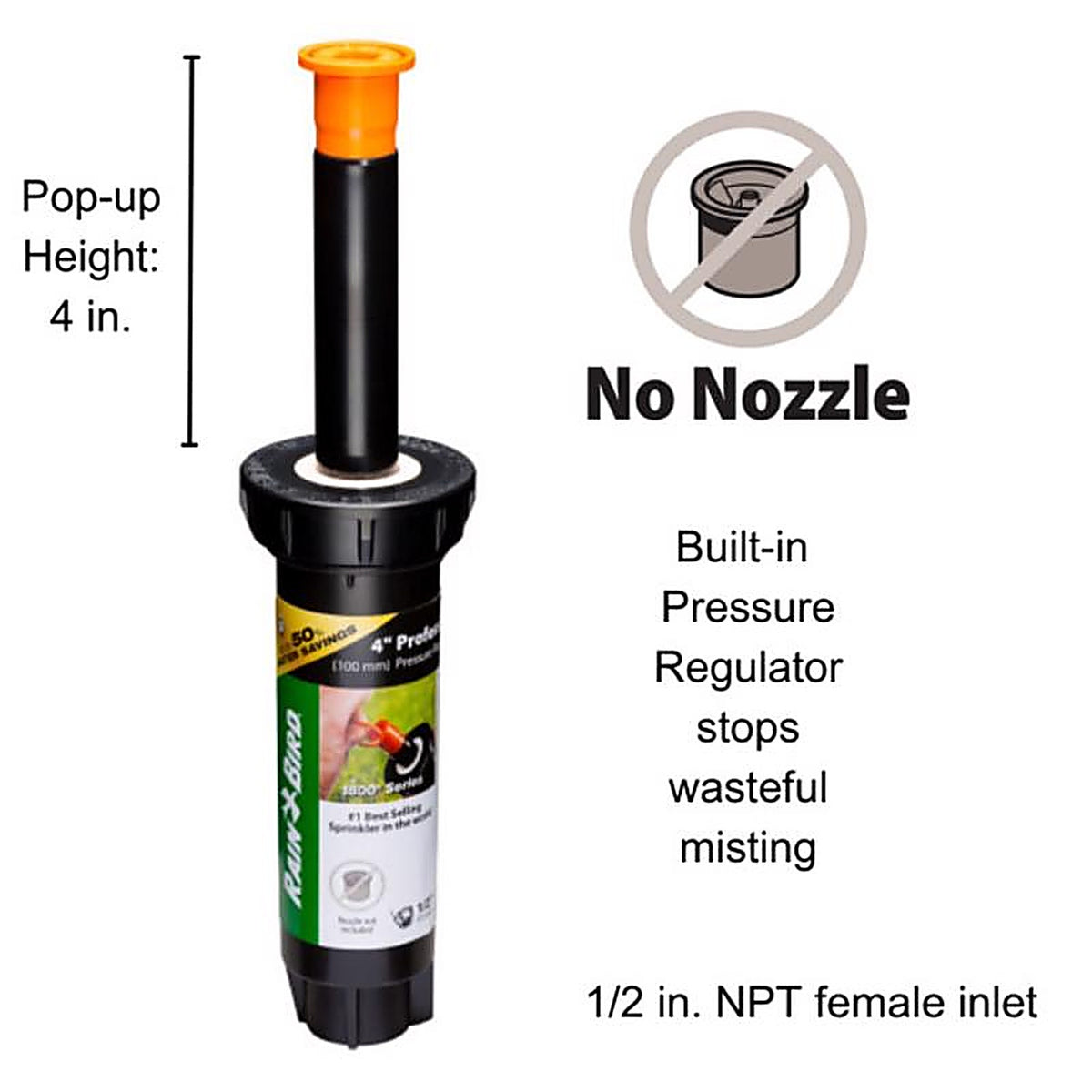 Rain Bird - 1804LNSAMPRS - 4 In. H Adjustable Pop-Up Sprinkler Body