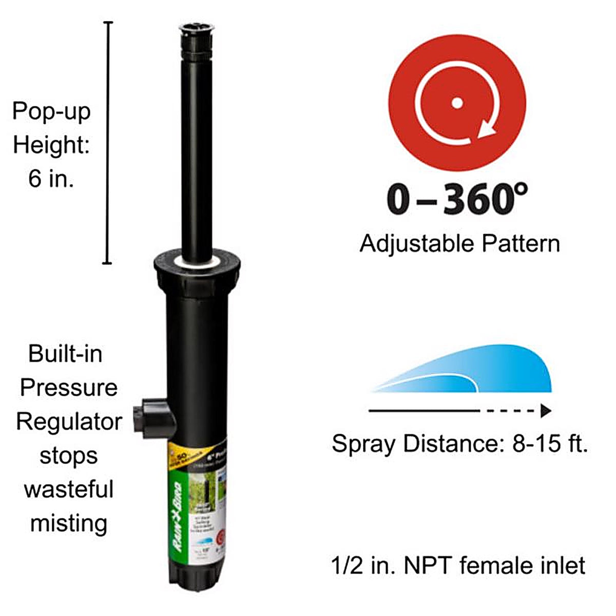 Rain Bird - 1806APSAMPRS - 6 In. H Adjustable Pop-Up Spray Head