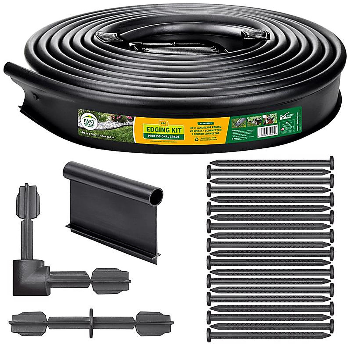 Master Mark - 35940 - 40 Ft. L X 5 In. H Plastic Black Landscape Edging Kit