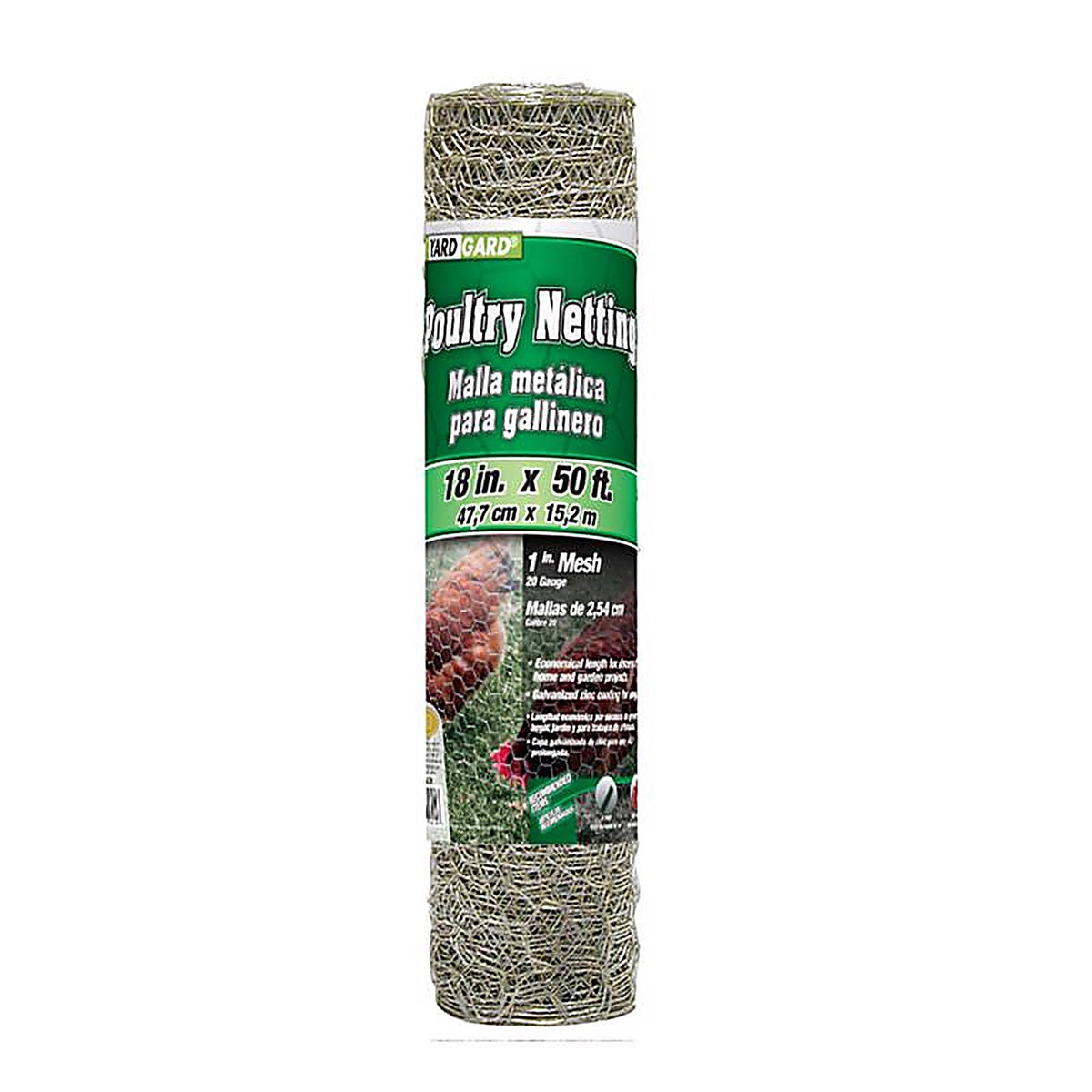 Garden Zone 161850 18 in. H x 50 ft. L 20 Ga. Silver Poultry Netting