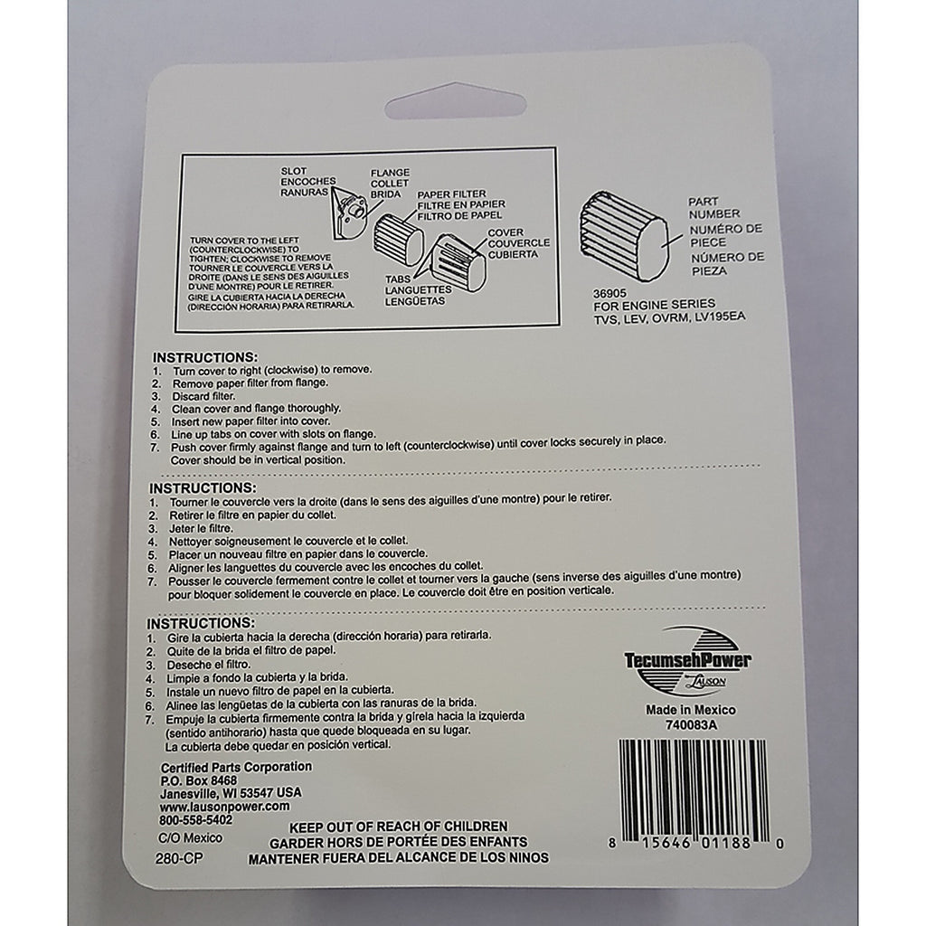 Tecumseh - 740083A - Air Filter for 740083A