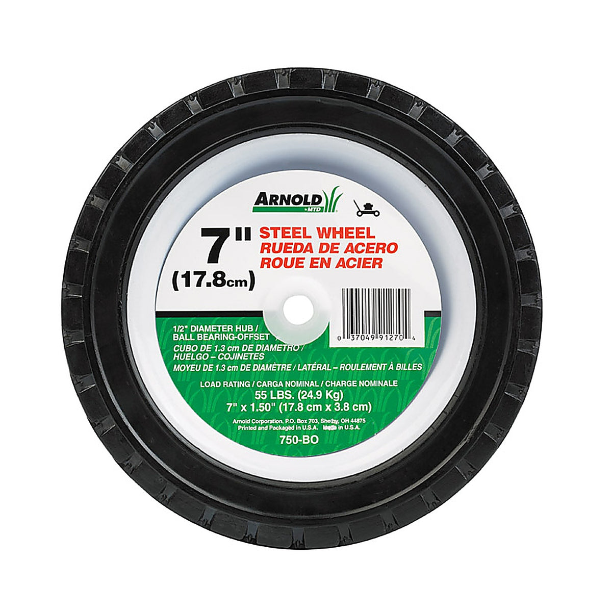 Arnold 490-321-0001 1.5 in. W x 7 in. Dia. Steel Lawn Mower Replacement Wheel 55 lb.