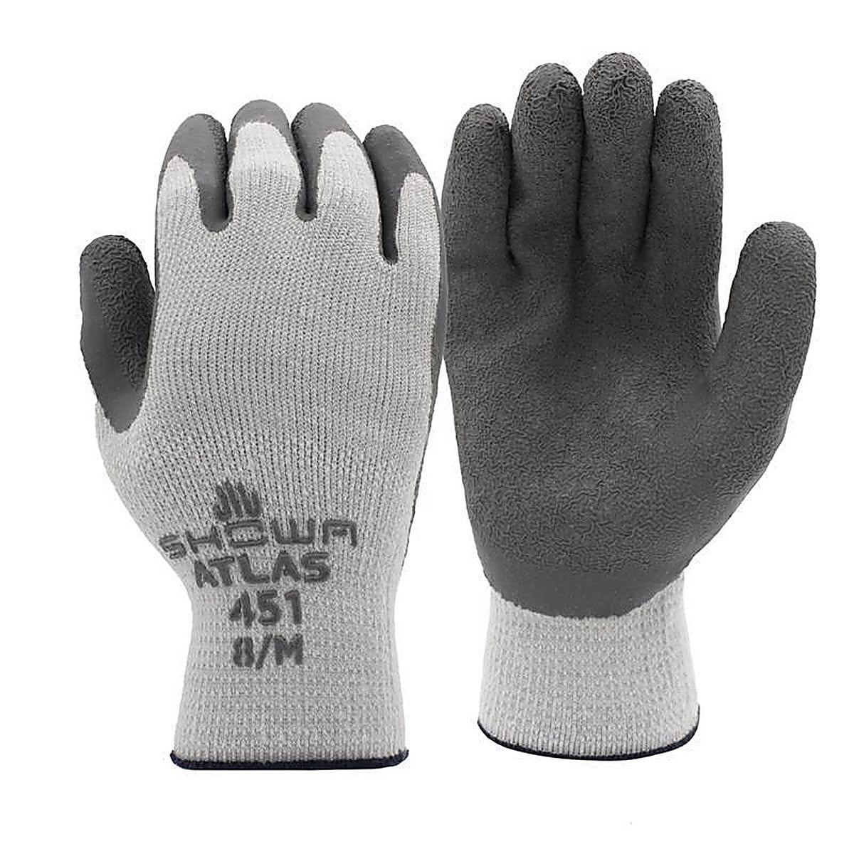 Atlas 451M-08.RT Therma Fit Unisex Indoor/Outdoor Rubber Latex Cold Weather Work Gloves Gray M 1 pair