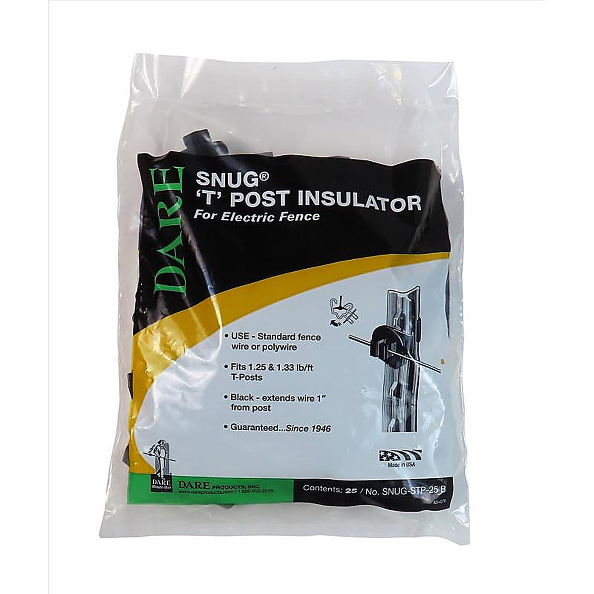 Dare - SNUG-STP-25 B - T-Post Insulator Black
