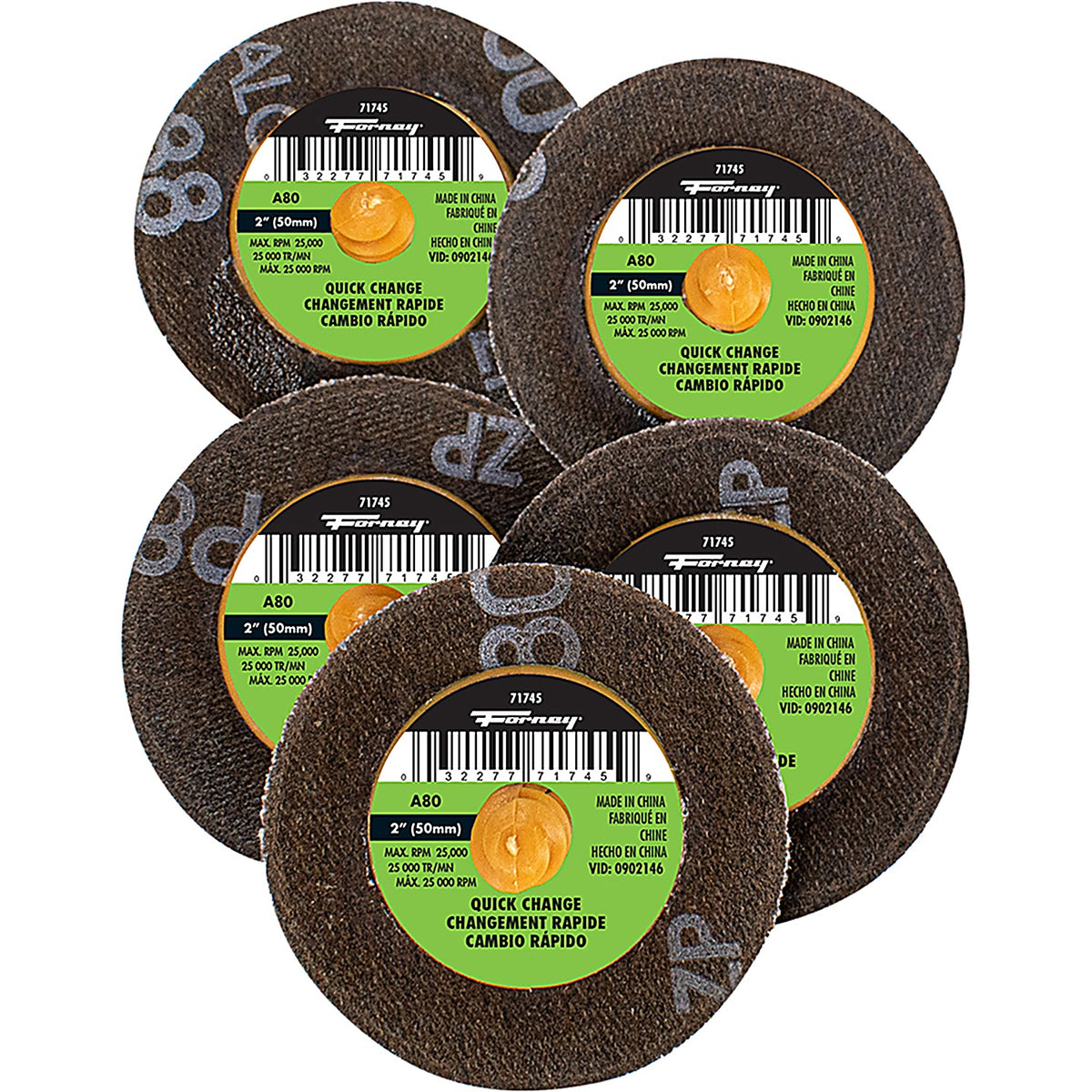 Forney - 71602 - Quickchangesanddisc, 80 Grit, 2 Inch (5-Pack-71745)