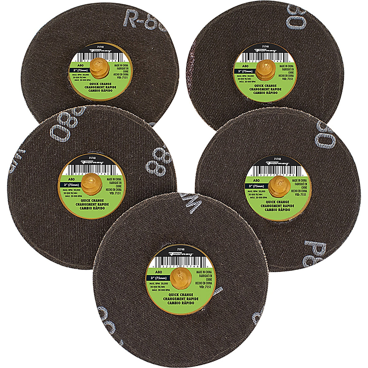 Forney - 71604 - Quickchangesand Disc, 80 Grit, 3 in (5-Pack-71748)