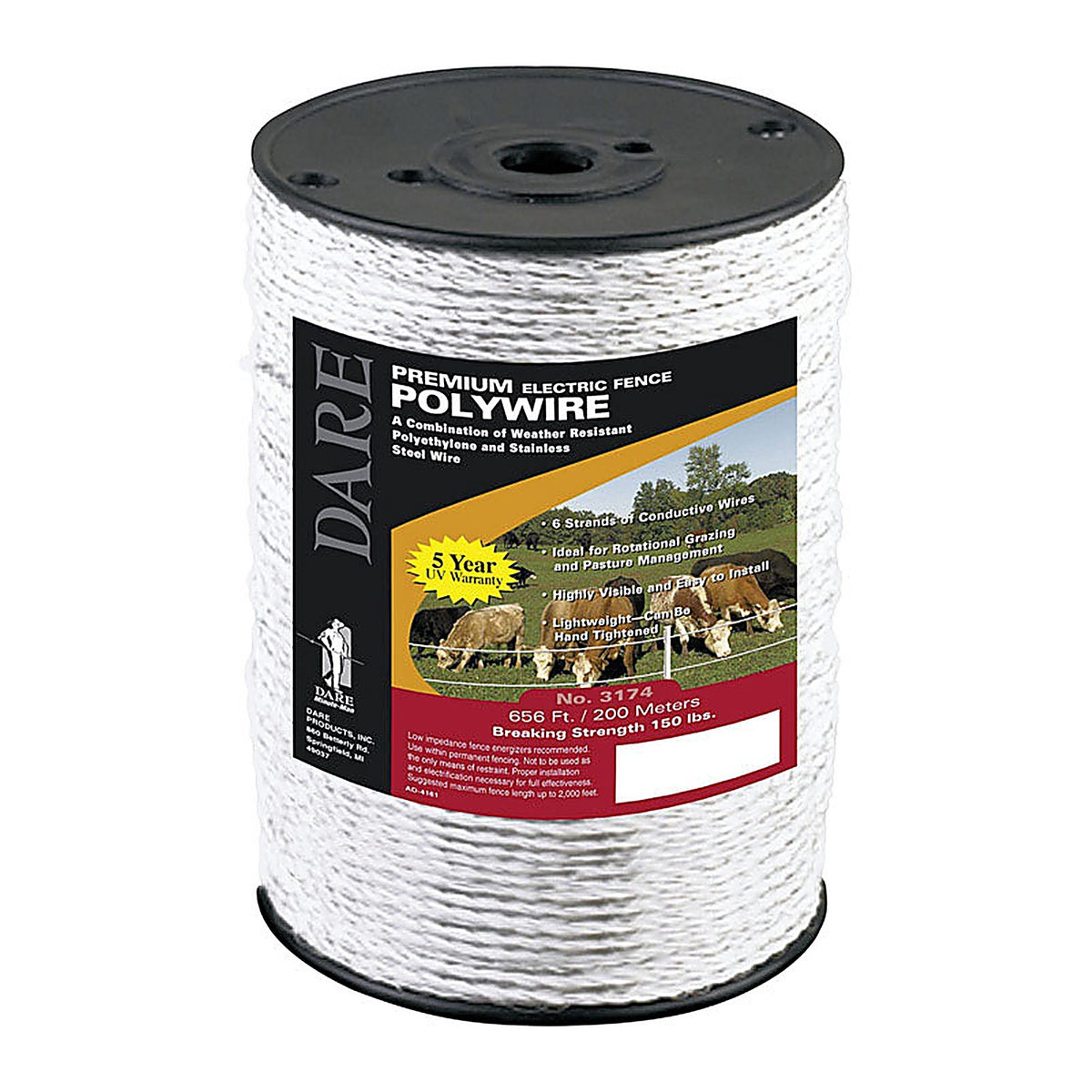 Dare - 3174 - Portable Electric Fence Wire 656 Ft. White
