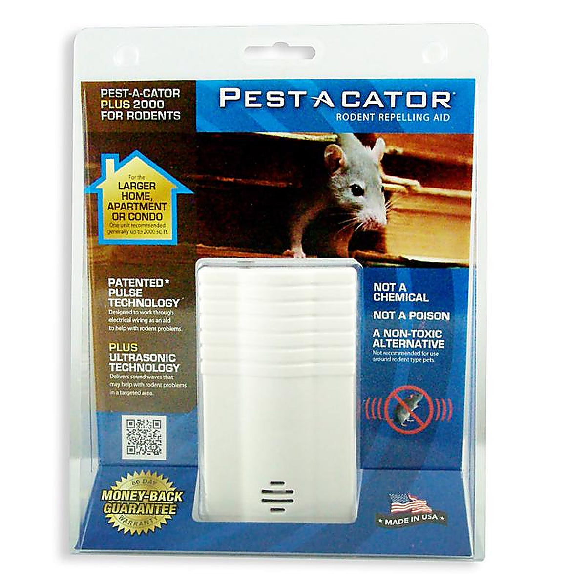 Pest-A-Cator - 12100 - Plus 2000 Plug-In Electronic Pest Repeller for Rodents 1 Pack