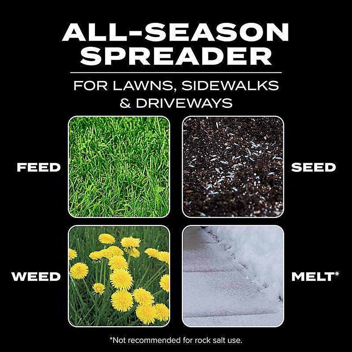 Scotts 76232 Turf Builder EdgeGuard DLX 5 ft. W Broadcast Push Spreader For Fertilizer/Ice Melt/Seed 60 lb