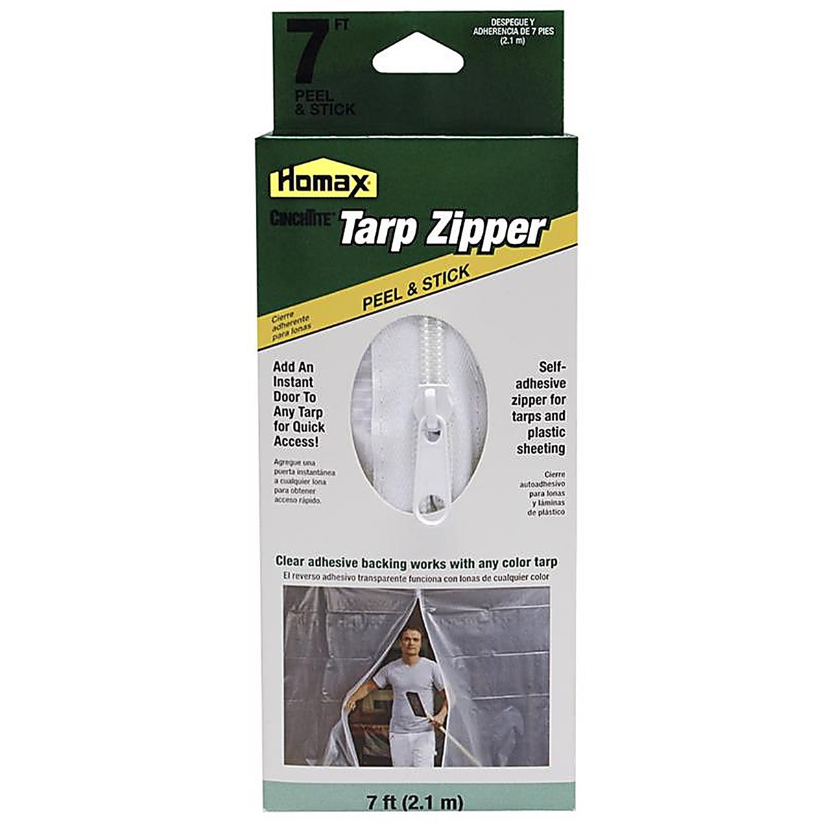 Homax 3142 CinchTite 0.25 ft. W X 7 ft. L Plastic Tarp Zipper Door Blue