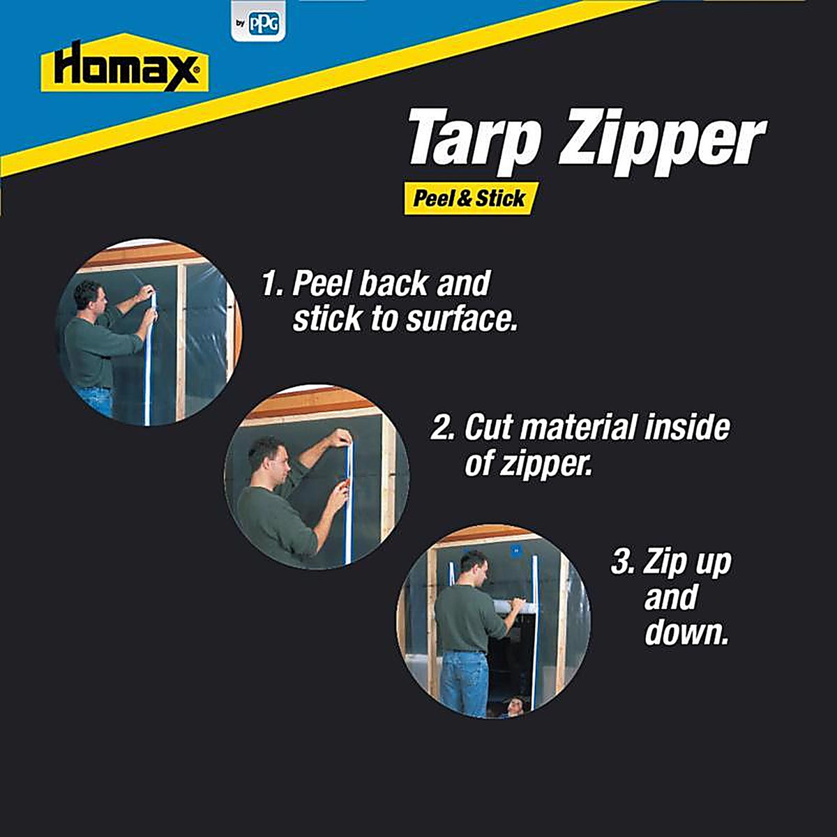Homax 3142 CinchTite 0.25 ft. W X 7 ft. L Plastic Tarp Zipper Door Blue