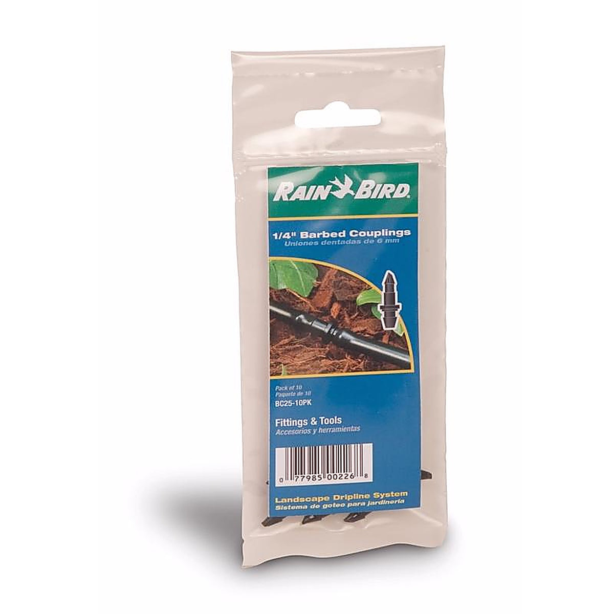 Rain Bird - BC25/10PS - 1/4 In. Barbed Drip Irrigation Coupler 10 Pack