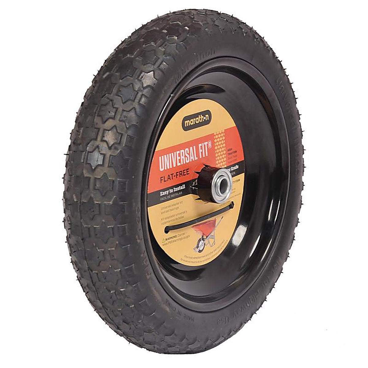 Marathon 265 Universal Fit 8 in. Dia. x 14.5 in. Dia. 300 lb. capacity Centered Wheelbarrow Tire Polyurethane