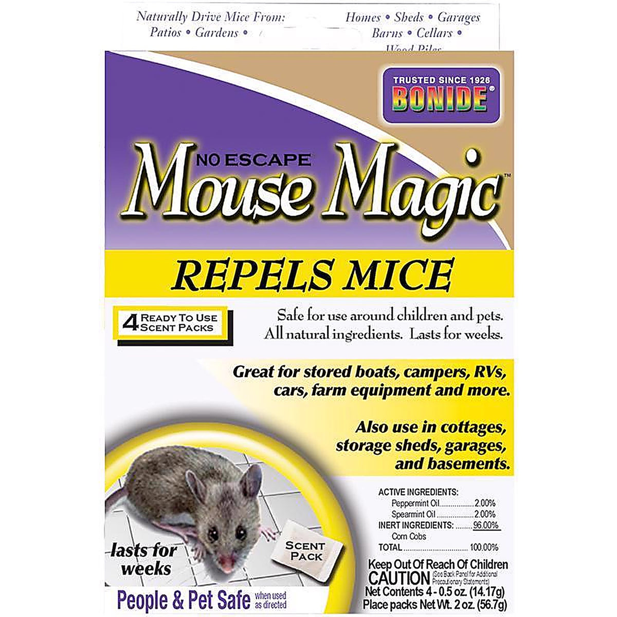 Bonide - 865 - Mouse Magic Animal Repellent Scent Pouch for Mice 4 Pack