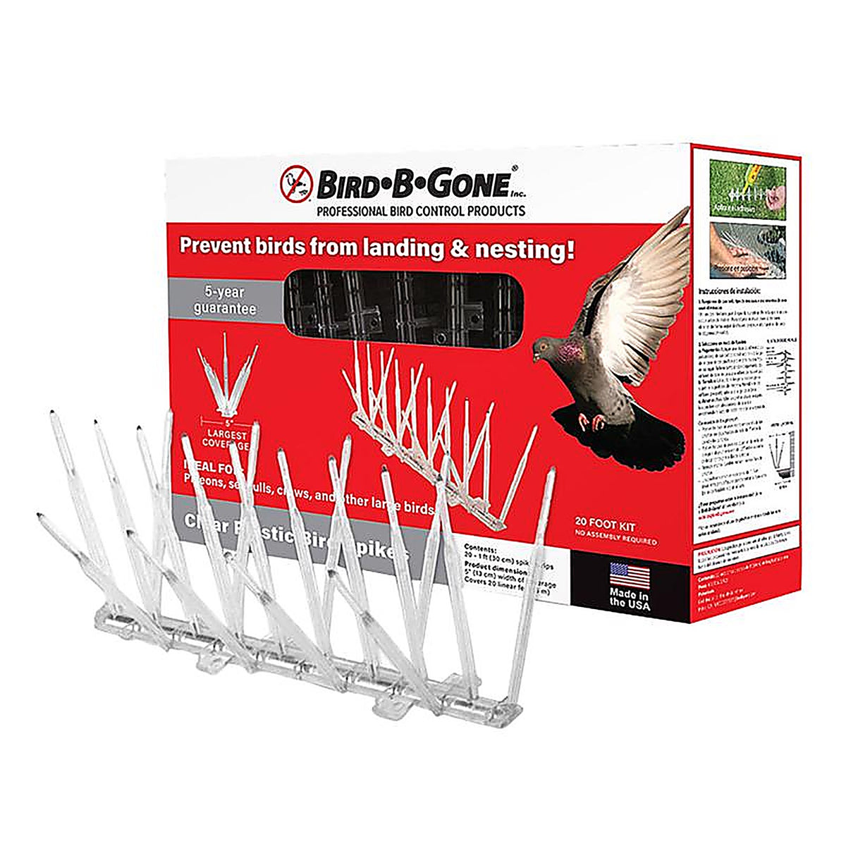 Bird-B-Gone MM2000-5/20 Bird Repelling Spikes For Assorted Species 1 pk