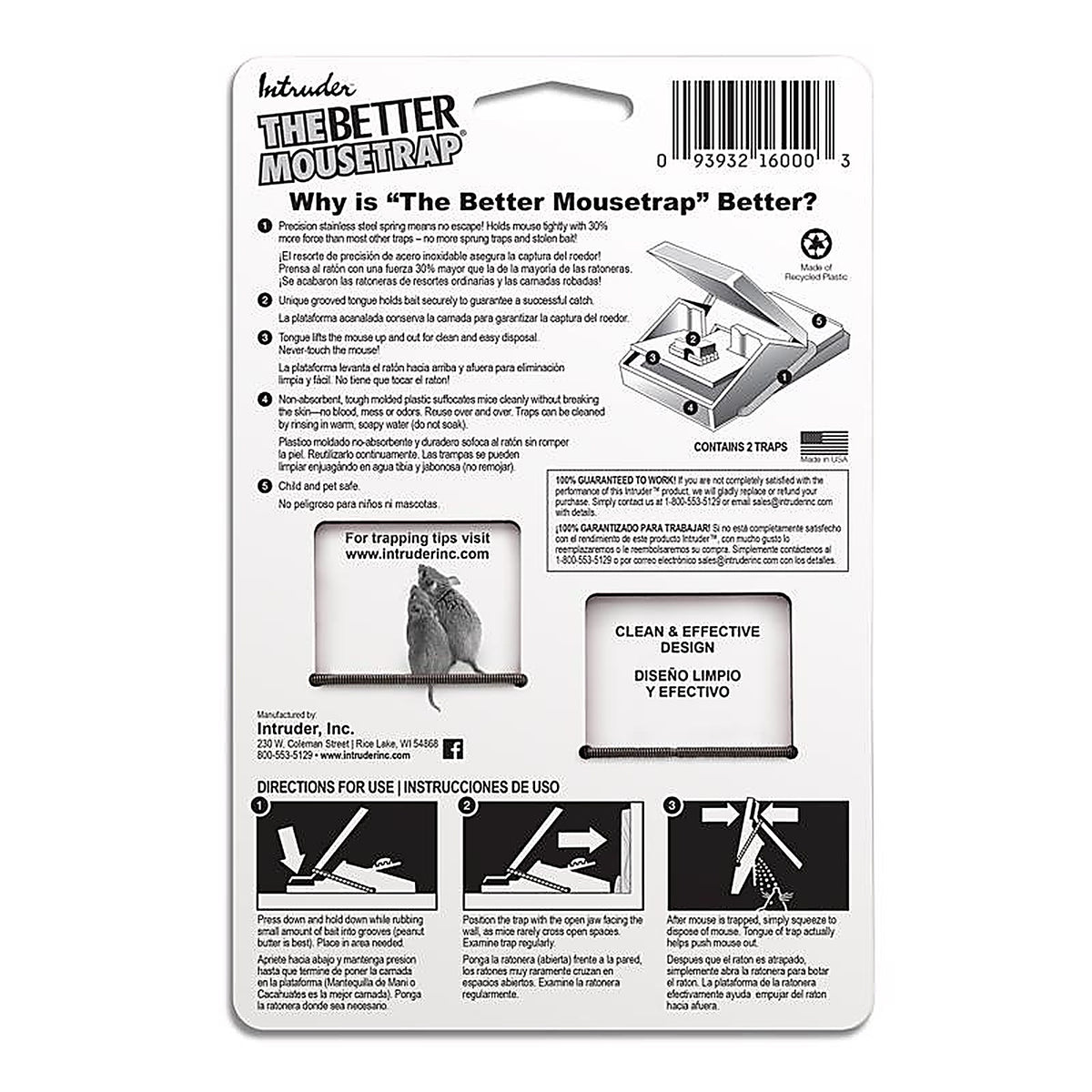 Intruder - 16000 - the Better Mousetrap Small Snap Trap for Mice 2 Pack