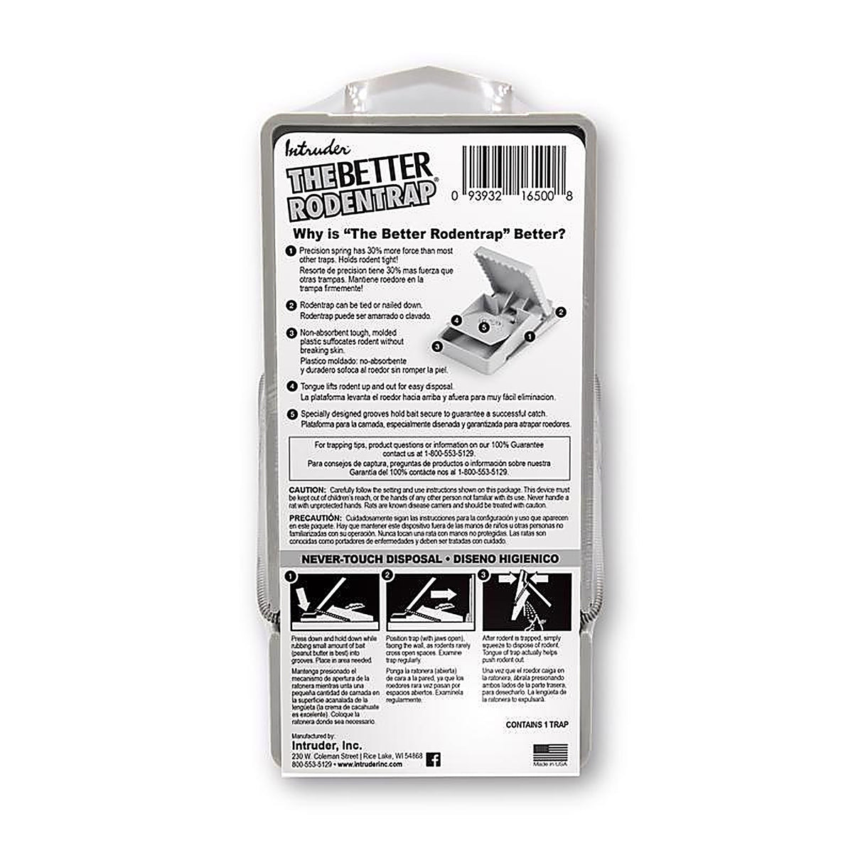 Intruder - 16500 - the Better Rodentrap Large Snap Trap for Rodents 1 Pack