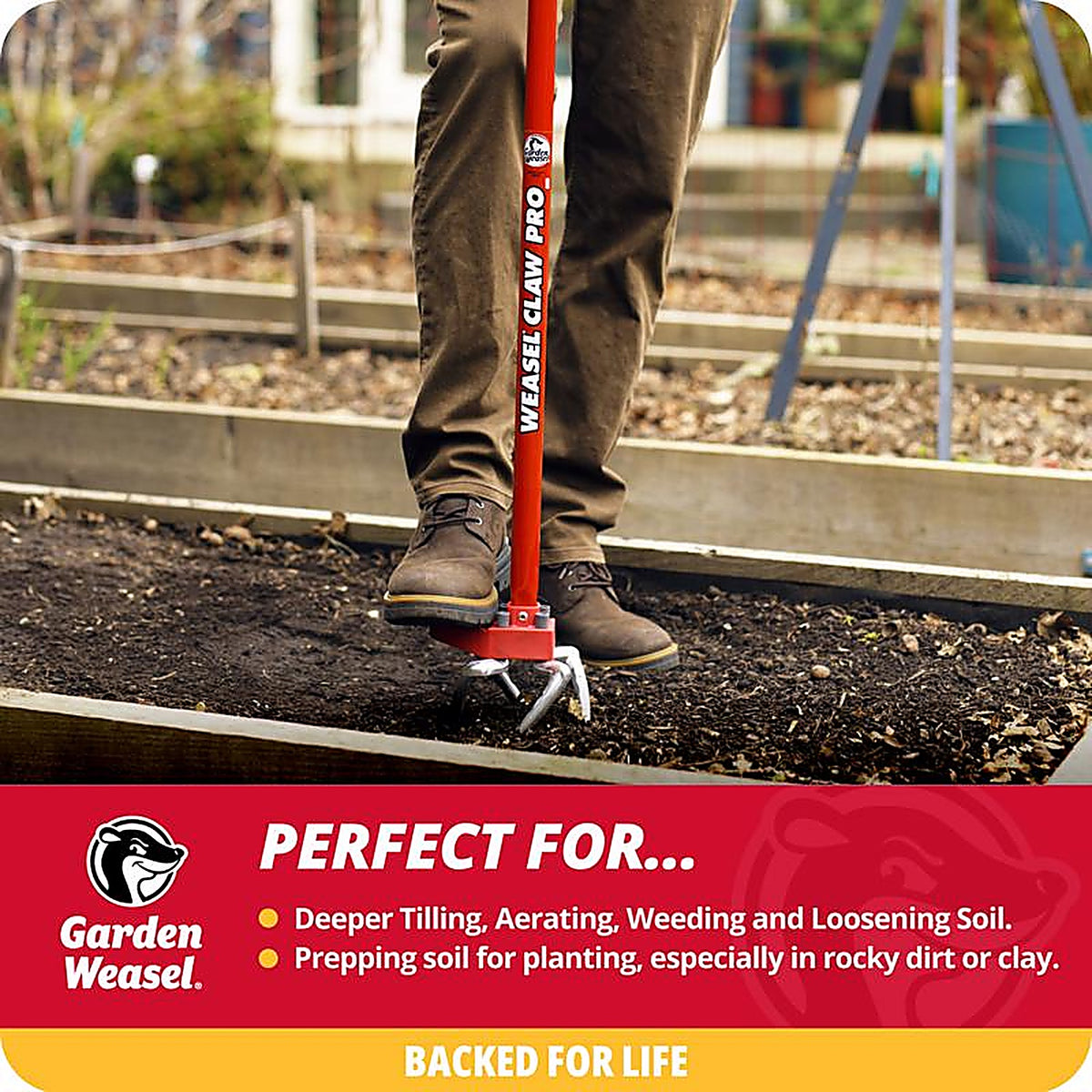 Garden Weasel - 91334 - Claw Pro 4 Tine Steel Hand Cultivator 38 In. Steel Handle