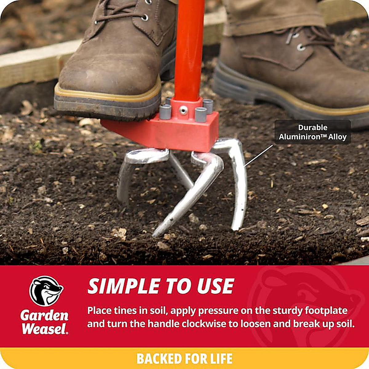 Garden Weasel - 91334 - Claw Pro 4 Tine Steel Hand Cultivator 38 In. Steel Handle