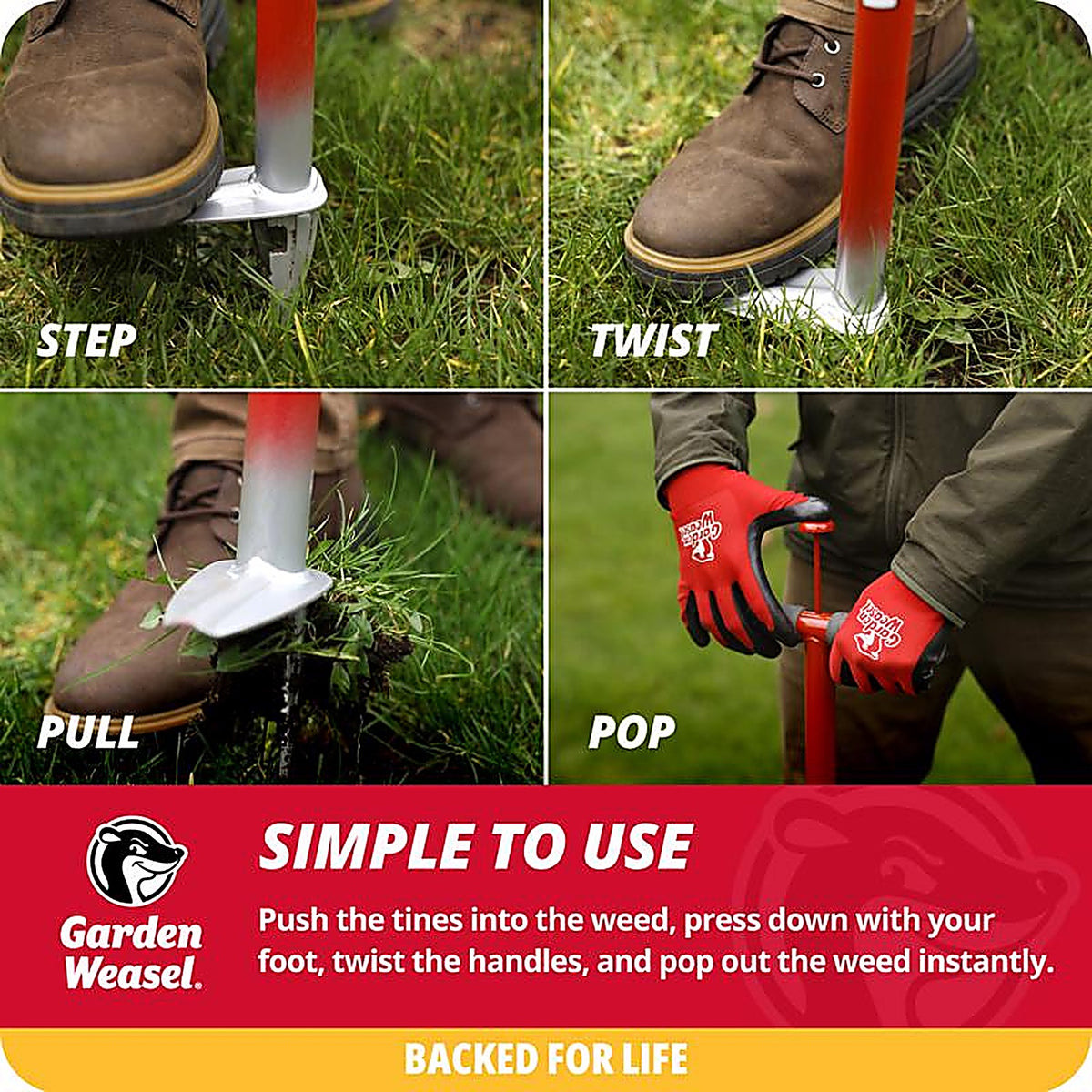 Garden Weasel - 95204 - Weed Popper Step & Twist 38 In. Steel Precision Tip Weed Cutter