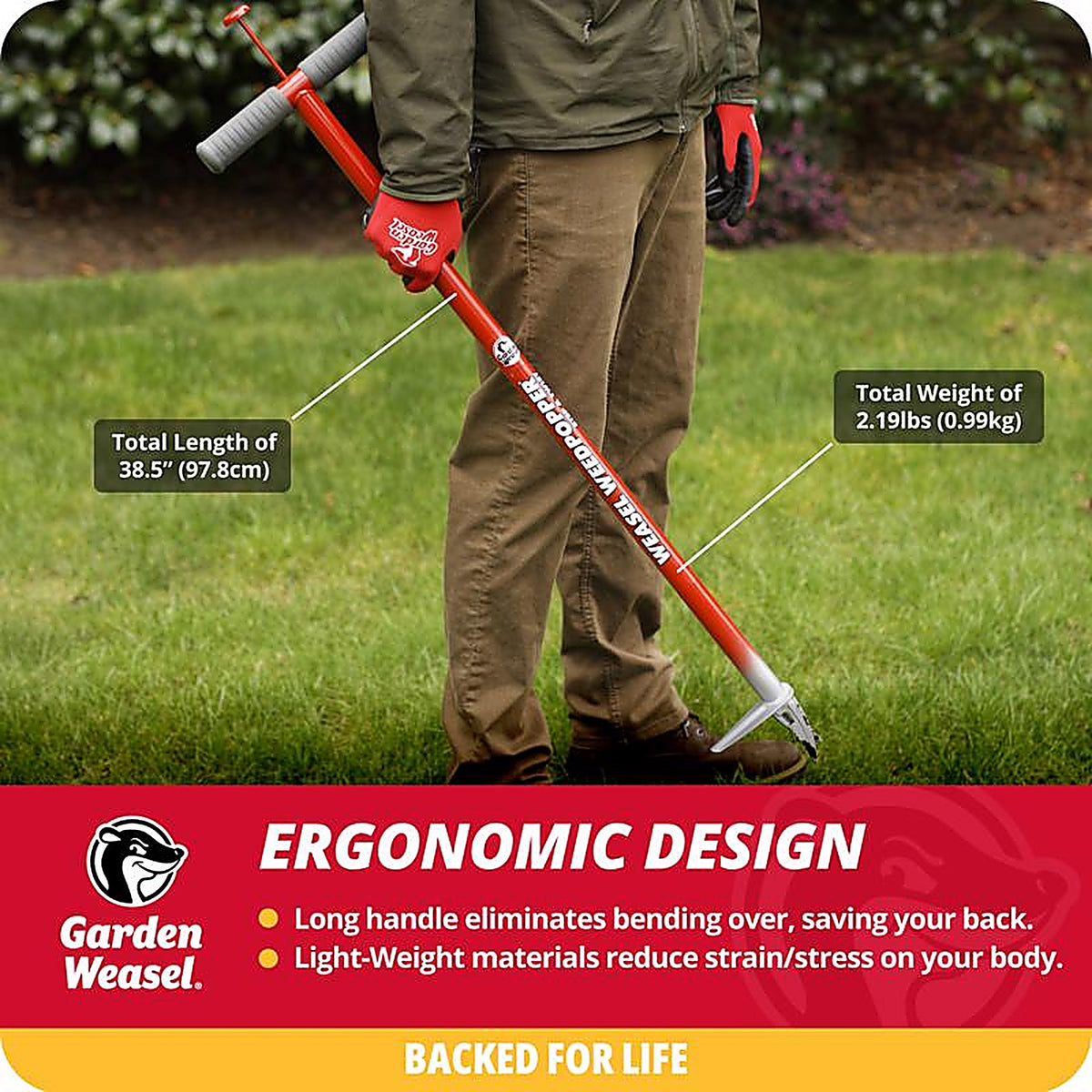 Garden Weasel - 95204 - Weed Popper Step & Twist 38 In. Steel Precision Tip Weed Cutter