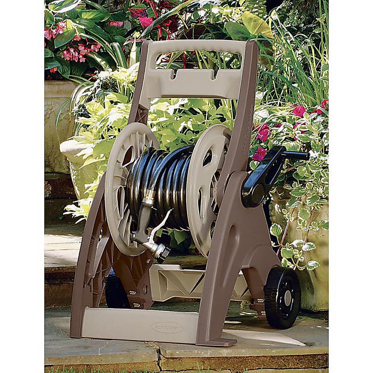 Suncast JNF175B Hosemobile 175 ft. Beige Retractable Wheeled Hose Reel Cart