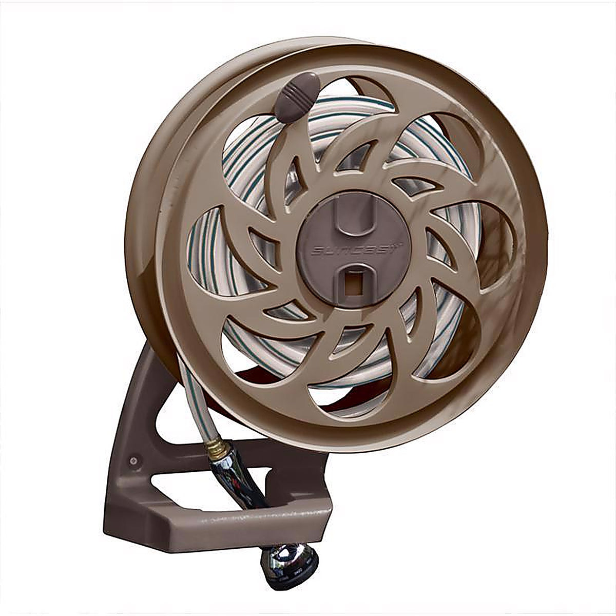 Suncast STA125B Slide Trak Hose Hideaway 125 ft. Wall Mount Hideaway Brown Hose Reel