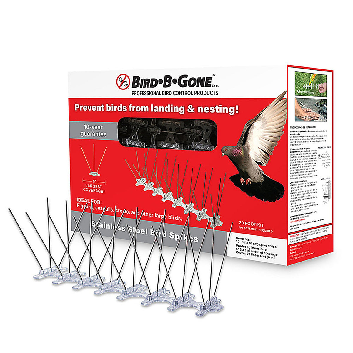 Bird-B-Gone MM2001-5/20 Bird Repelling Spikes For Assorted Species 20 pk