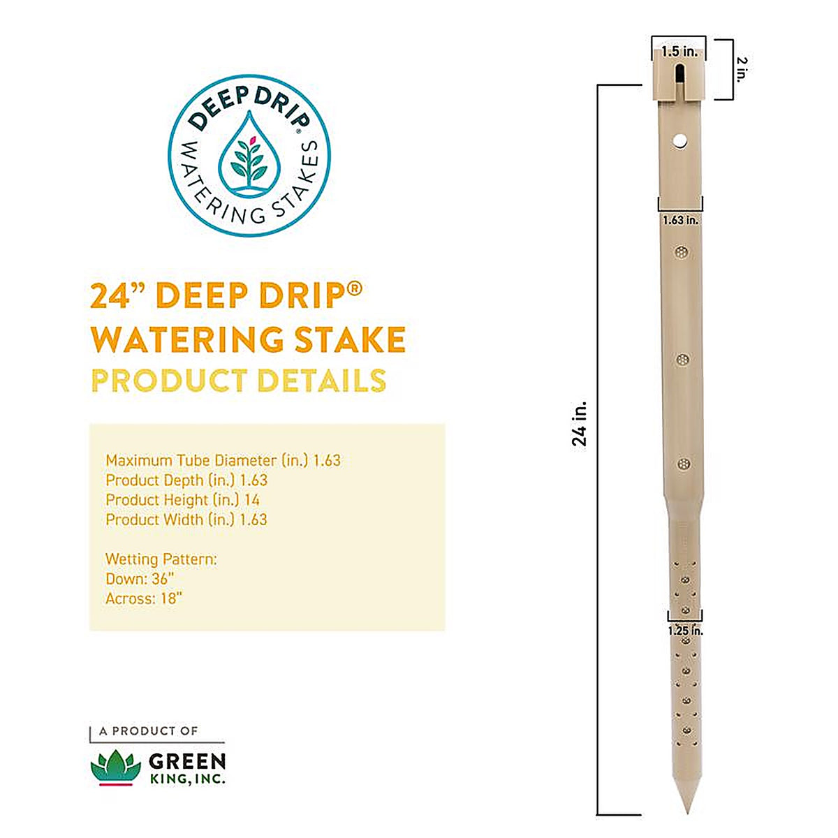 Deep Drip - 24GKDD - for 1/4 In. Tubing Drip Irrigation Watering Stake 24 In. H 1 Pack