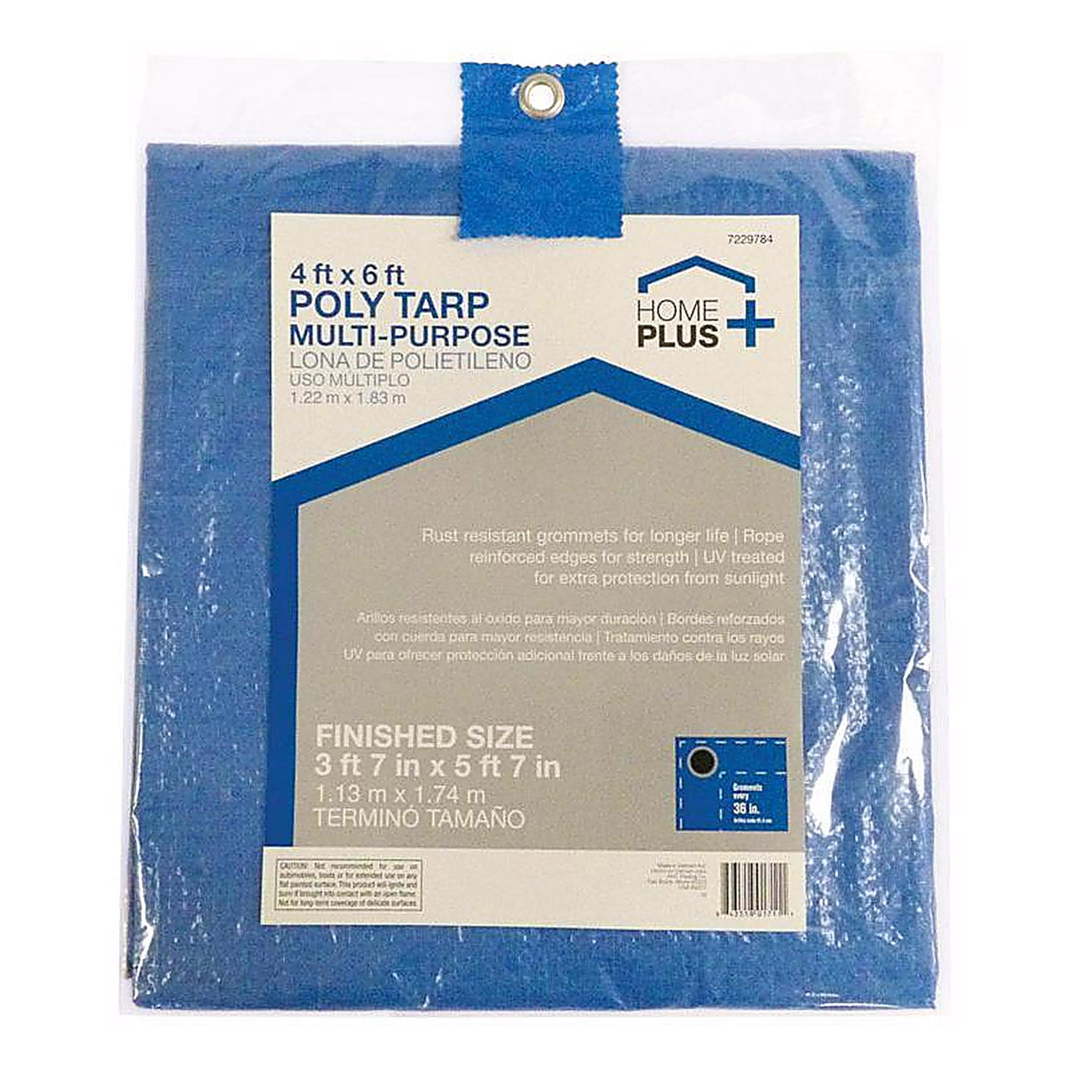 Home Plus P46-88W 4 ft. W x 6 ft. L Light Duty Polyethylene Tarp Blue