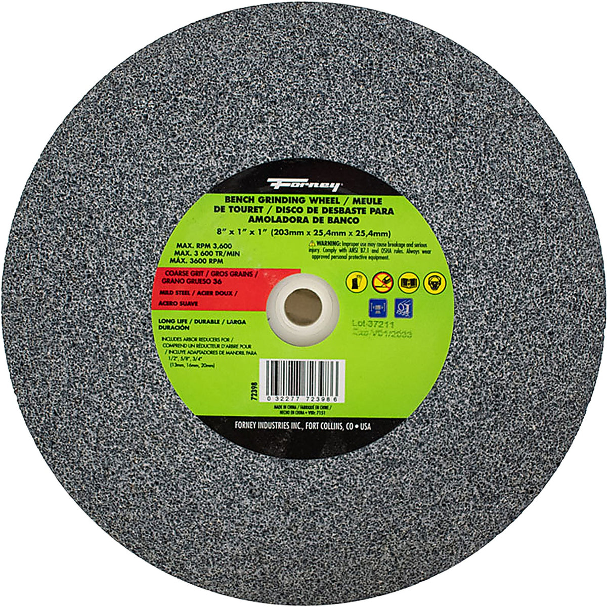 Forney - 72398 - Bench Grinding Wheel, 8 in X 1 in X 1 in