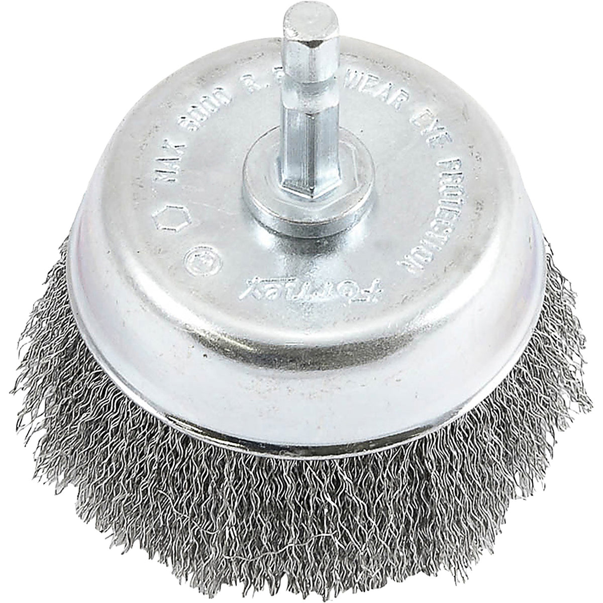Forney - 72732 - Cup Brush, Crimped, 3 Inch X .008 Inch X 1/4 Inch HEX Shank