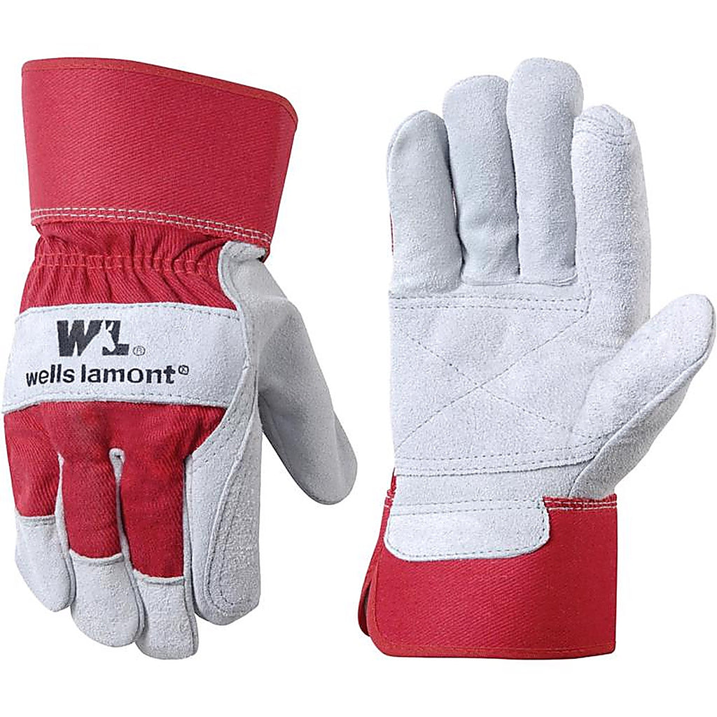 Wells Lamont 4050 Universal Cowhide Leather Palm Work Gloves Red L 1 pair