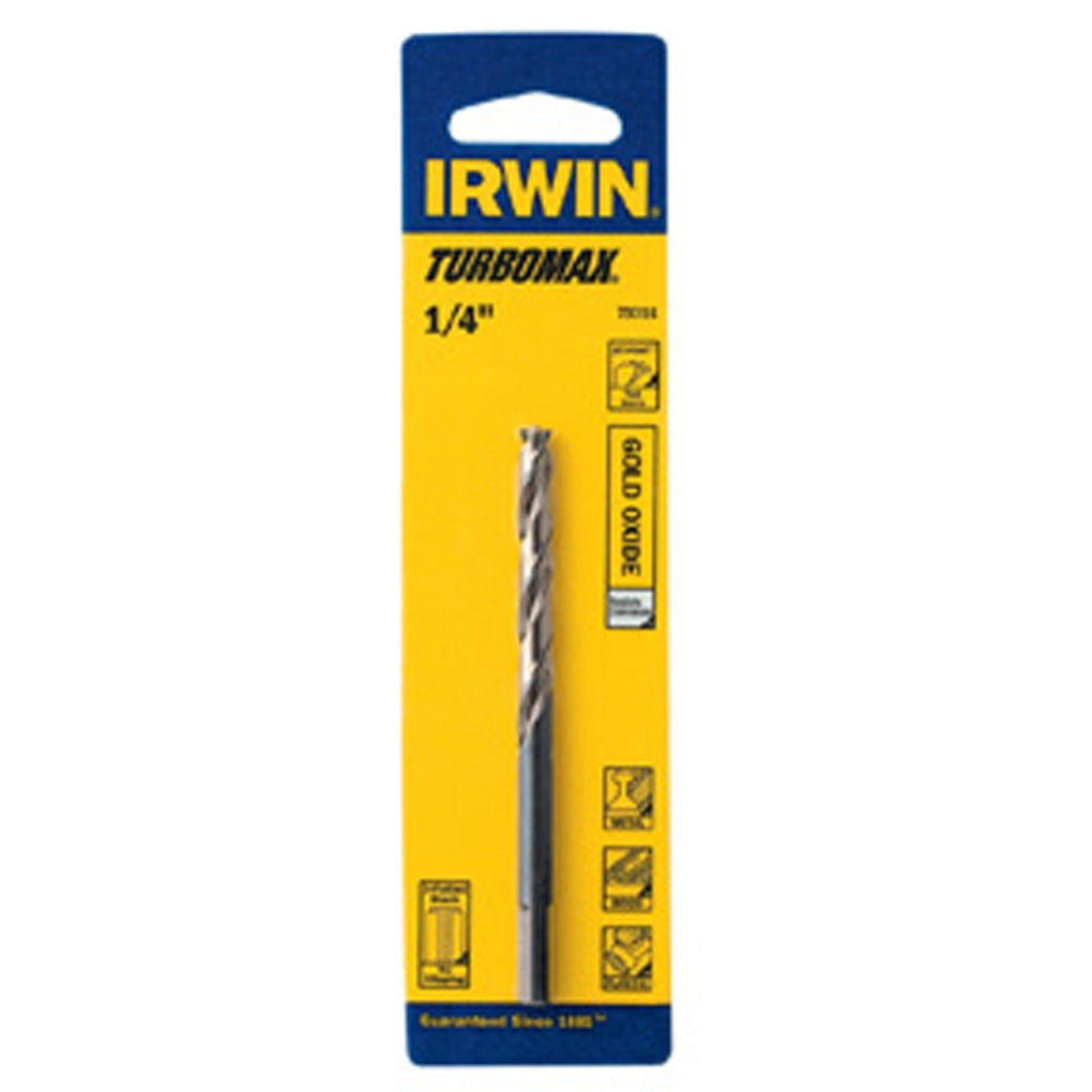 Irwin Hanson 73316 1/4in. TURBOMAX High Speed Steel Straight Shank Jobber Length Drill Bit