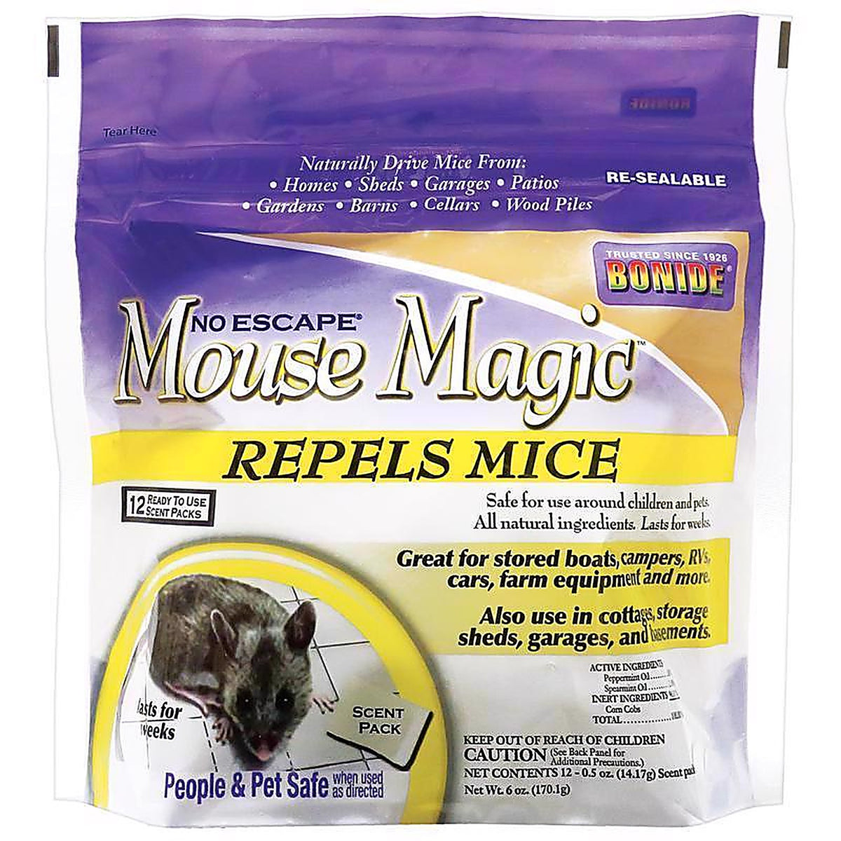 Bonide - 866 - Mouse Magic Animal Repellent Scent Pouch for Mice 12 Pack