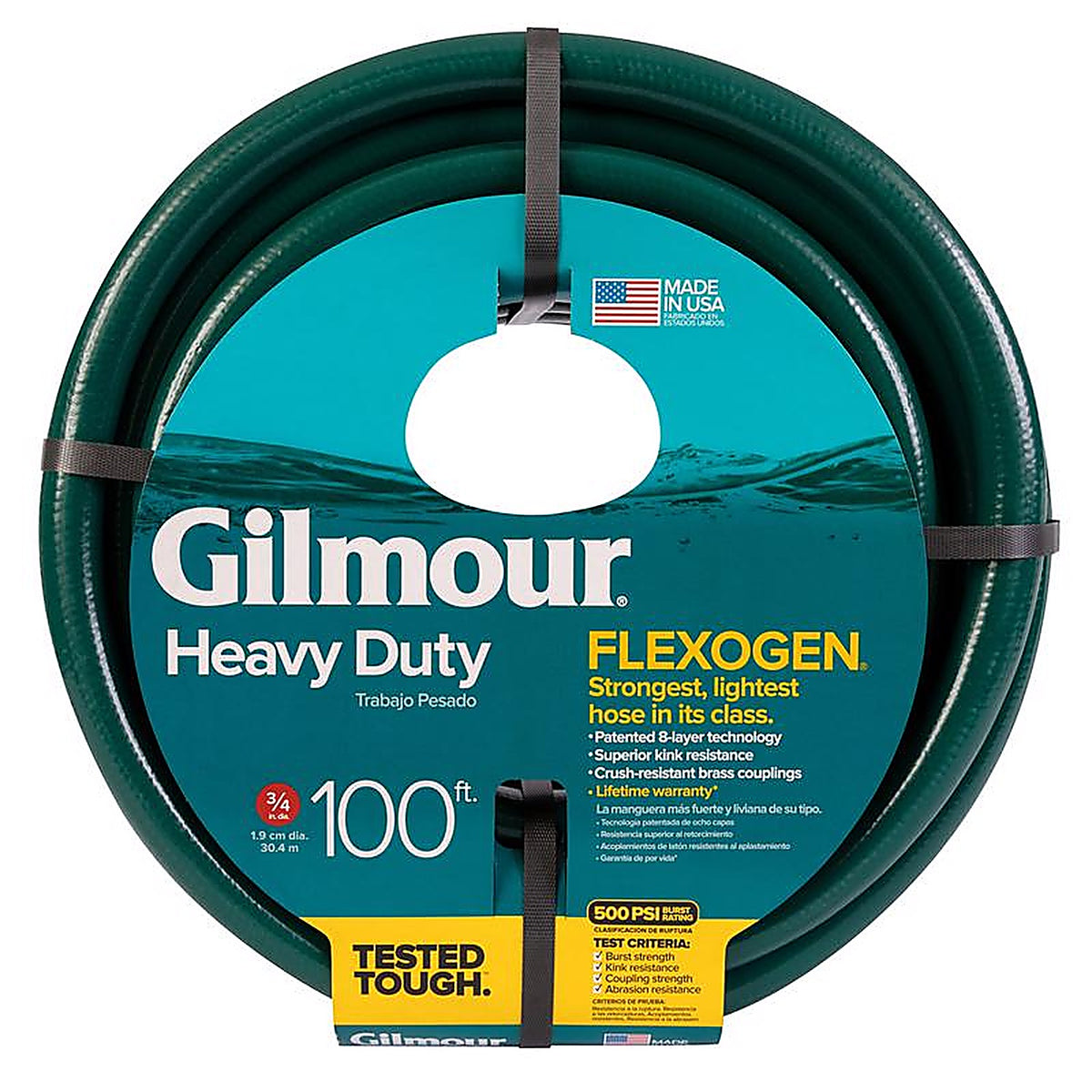Gilmour 843001-1003 Flexogen 3/4 in. D X 100 ft. L Heavy Duty Garden Hose Green
