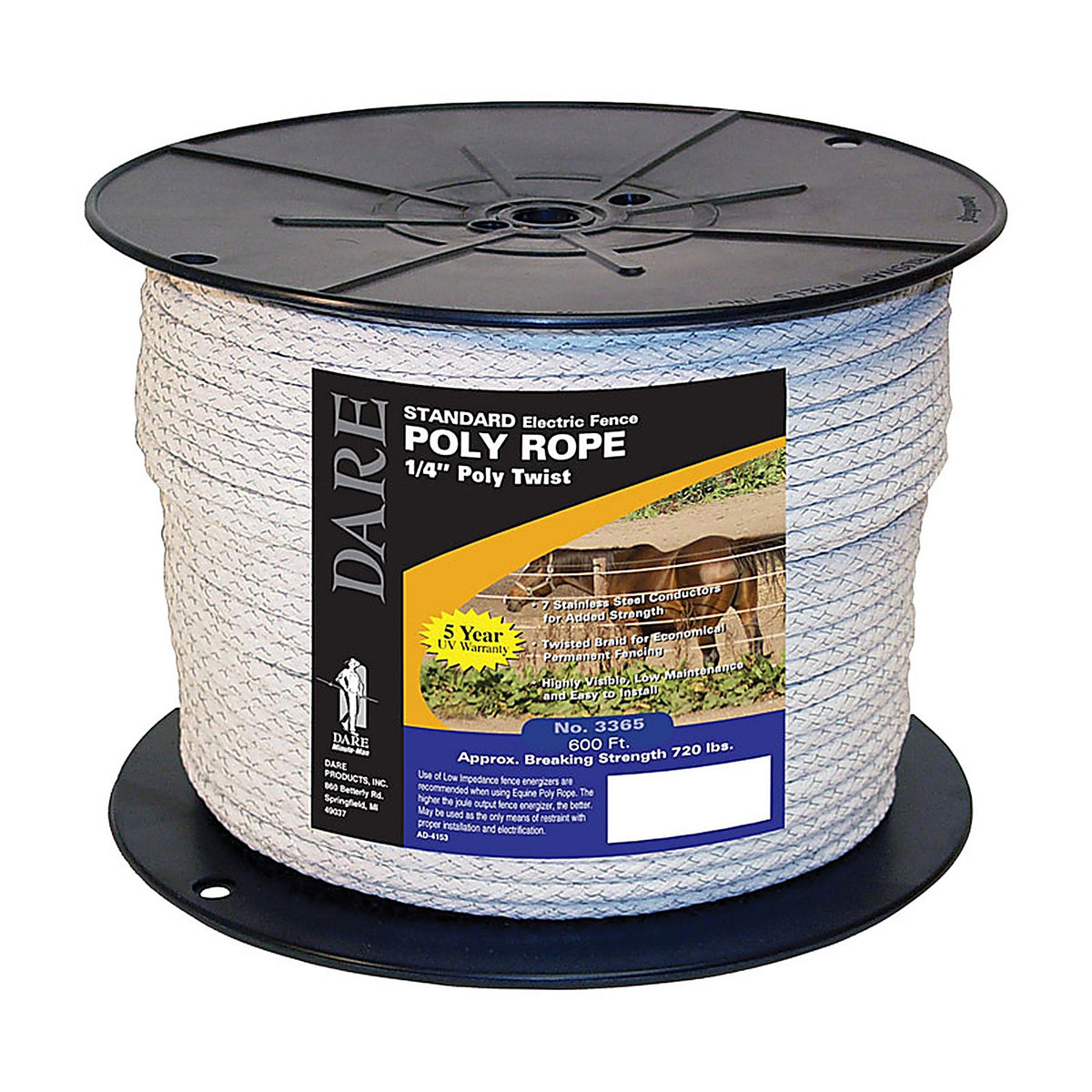 Dare - 3365 - 1/4 In. D X 600 In. L White Twisted Poly Rope
