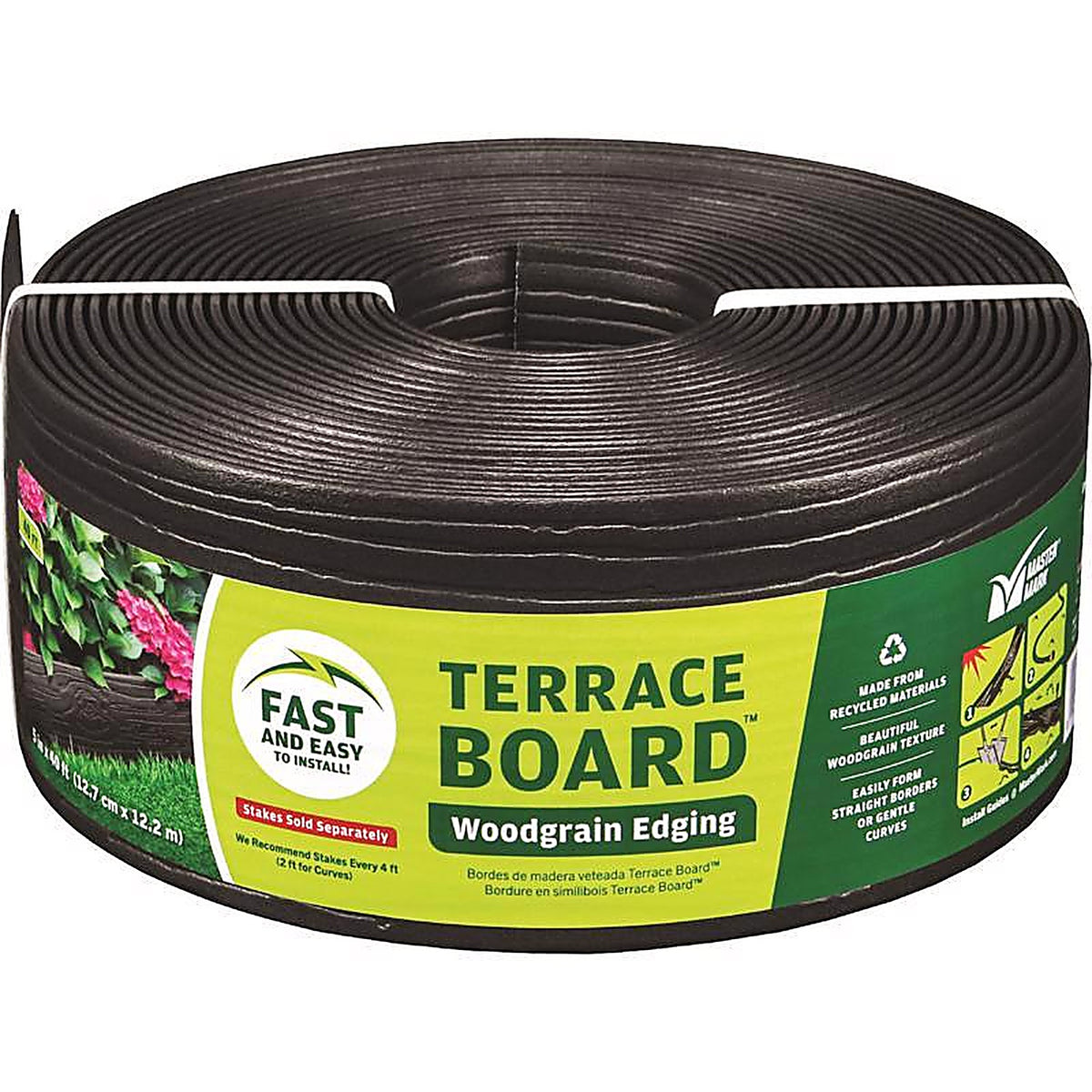 Master Mark 94440 Terrace Board 40 ft. L x 4 in. H Plastic Black Lawn Edging