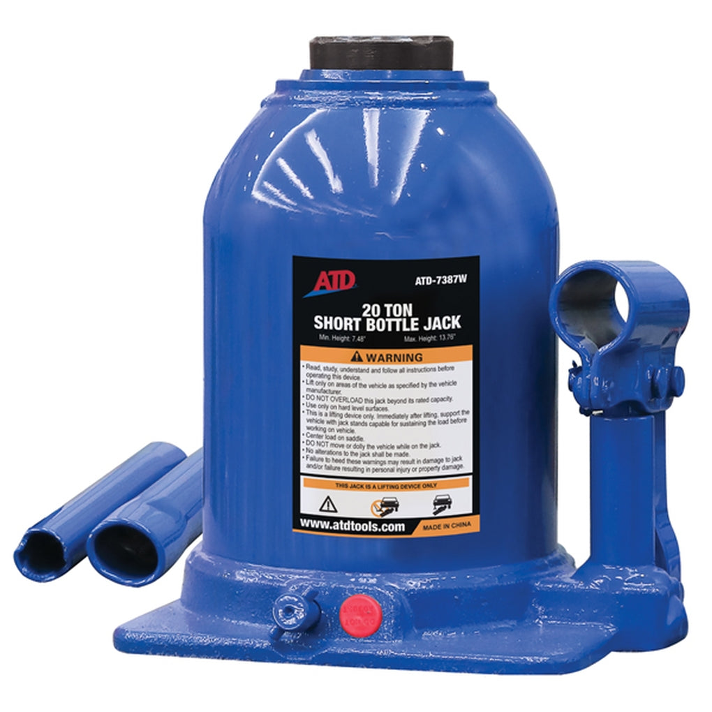 ATD 7387W 20-Ton Heavy-Duty Hydraulic Side Pump Bottle Jack (Shorty Version)